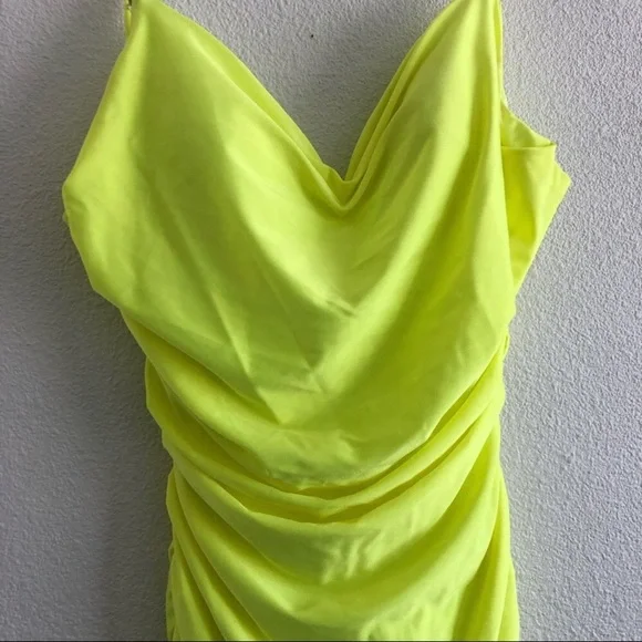 La Femme Neon Yellow Strappy Back Formal Gown - Picture 6 of 13